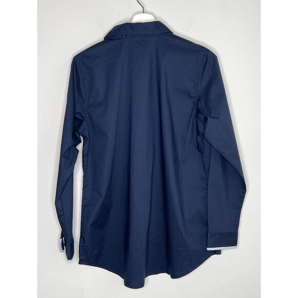 Pearly Vine Cotton Blend Long Sleeve Collared Shirt Top Navy Women's Size M NWT - Picture 8 of 8